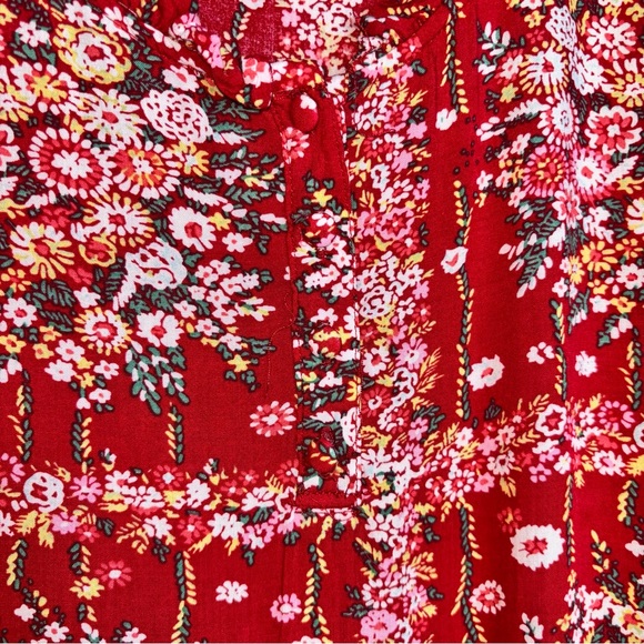 Raindrops Women’s Large Floral Sleeveless Red Dress Sundress Mini Ruffle - Picture 5 of 9